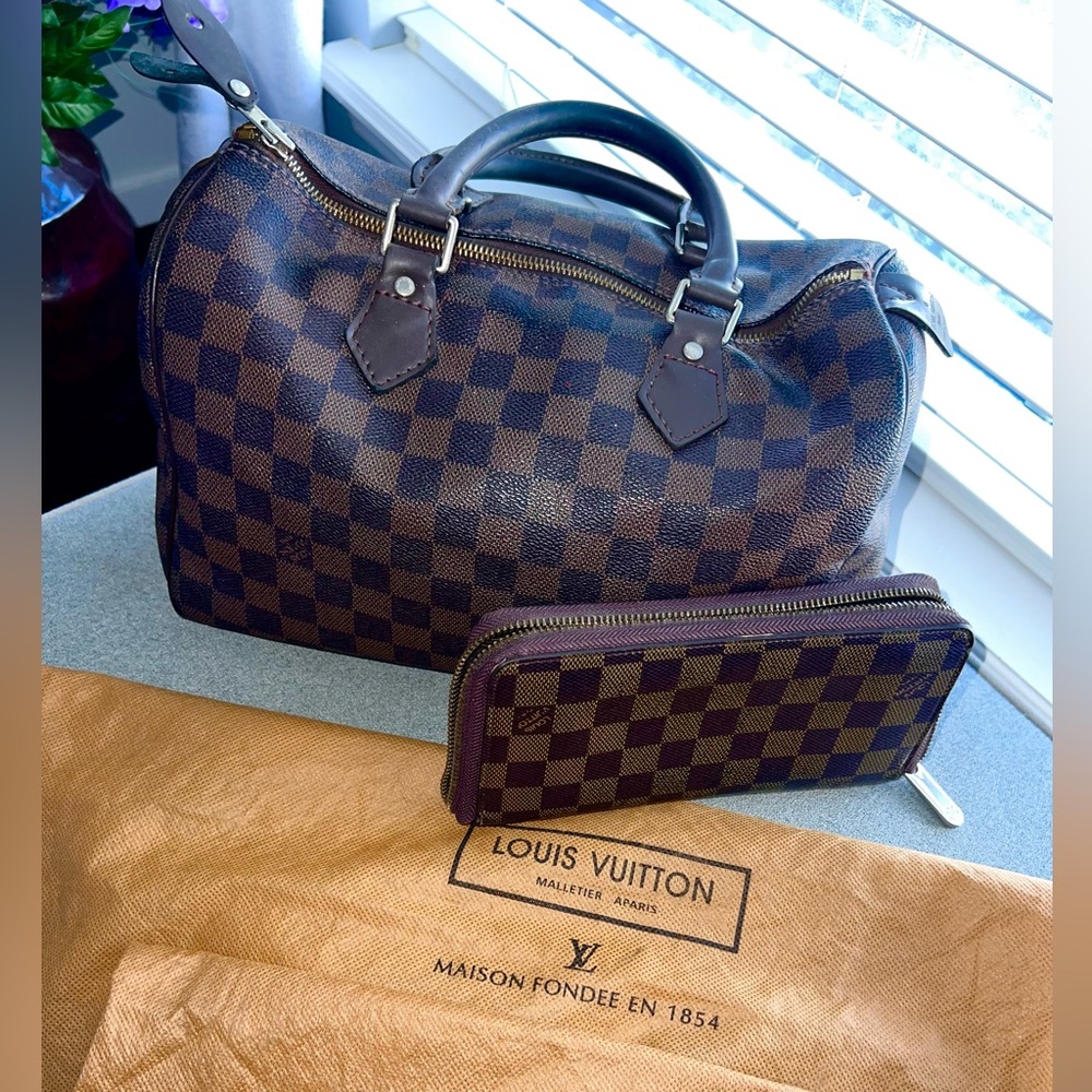 Louis Vuitton Brown Speedy 35 Bag and Zippy Wallet